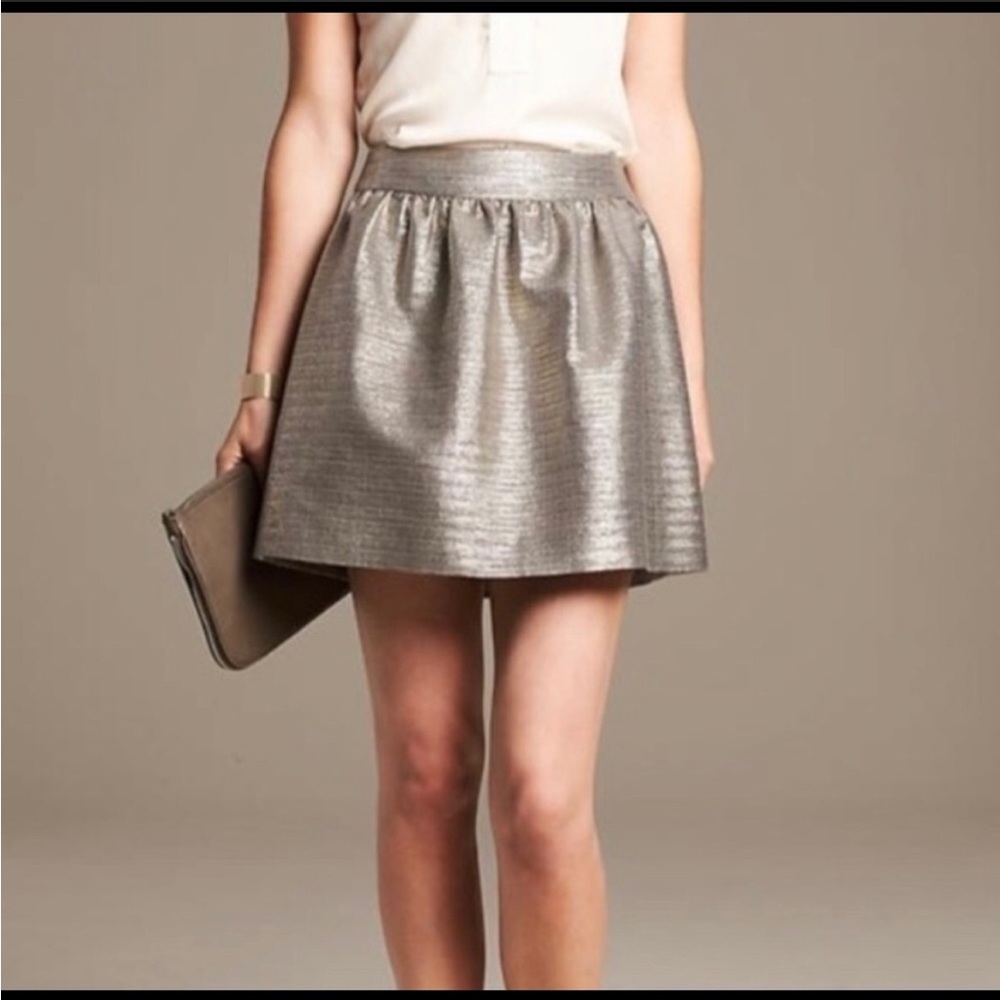 Mini Foil Gold Metallic Holiday Party Dressy Sparkly Skirt